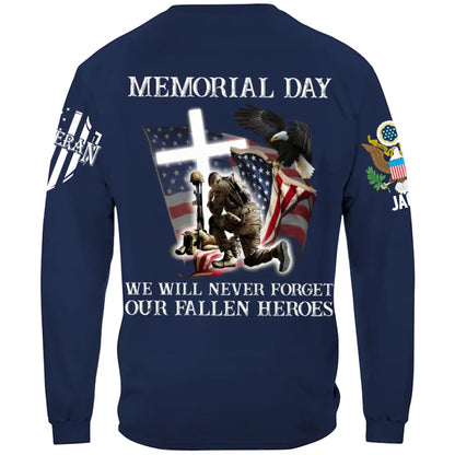 Memorial Day We Will Never Forget - Perfect Gift For Veteran, Grandpa, Dad on Memorial Day, Veterans Day Premium Fit Mens Tee