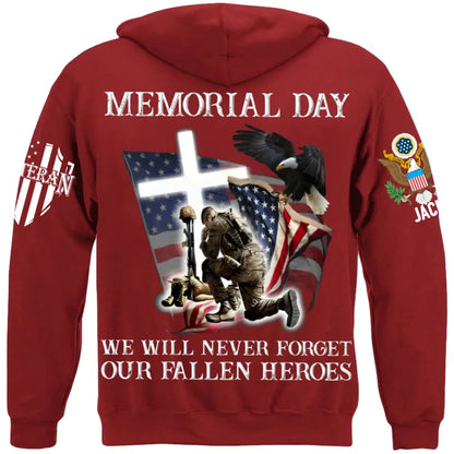 Memorial Day We Will Never Forget - Perfect Gift For Veteran, Grandpa, Dad on Memorial Day, Veterans Day Premium Fit Mens Tee