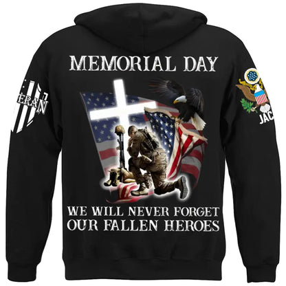 Memorial Day We Will Never Forget - Perfect Gift For Veteran, Grandpa, Dad on Memorial Day, Veterans Day Premium Fit Mens Tee