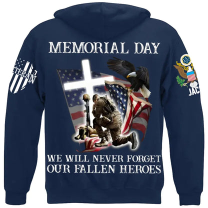 Memorial Day We Will Never Forget - Perfect Gift For Veteran, Grandpa, Dad on Memorial Day, Veterans Day Premium Fit Mens Tee