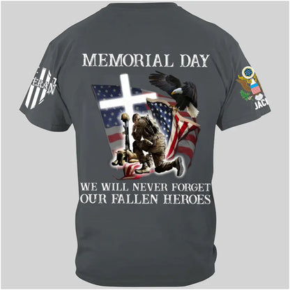 Memorial Day We Will Never Forget - Perfect Gift For Veteran, Grandpa, Dad on Memorial Day, Veterans Day Premium Fit Mens Tee