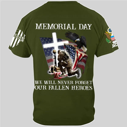 Memorial Day We Will Never Forget - Perfect Gift For Veteran, Grandpa, Dad on Memorial Day, Veterans Day Premium Fit Mens Tee
