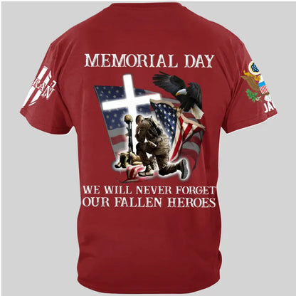 Memorial Day We Will Never Forget - Perfect Gift For Veteran, Grandpa, Dad on Memorial Day, Veterans Day Premium Fit Mens Tee