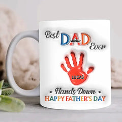 Custom Personalized Dad 3D Inflated Coffee Mug - Upto 7 Kids - Father's Day Gift Idea - Best Dad Ever Hands Down