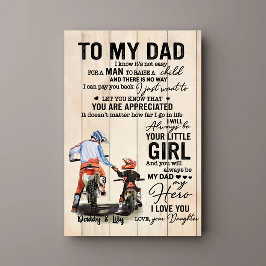 To My Dad - Personalized Gifts Custom Motorcycle Canvas for Dad, Motorcycle Lovers