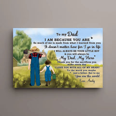To My Dad - Personalized Gifts Custom Farming Canvas for Him, for Dad, for Him, Farmers Gifts