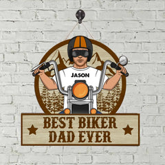 Best Biker Dad Ever - Personalized Gifts for Custom Motorcycle Door Sign for Dad,for Grandpa, Motorcycle Lovers