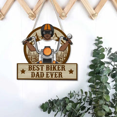 Best Biker Dad Ever - Personalized Gifts for Custom Motorcycle Door Sign for Dad,for Grandpa, Motorcycle Lovers