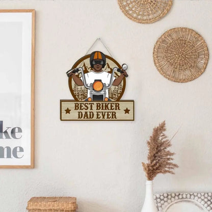 Best Biker Dad Ever - Personalized Gifts for Custom Motorcycle Door Sign for Dad,for Grandpa, Motorcycle Lovers