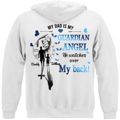 Custom Personalized Dad Shirt/ Hoodie - Memorial Gift Idea for Father's Day - My Dad Is My Guardian Angel He Watches Over My Back