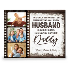 Custom Husband Photo Gift From Wife Fathers Day Canvas Wall Art