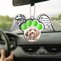 Custom Personalized Memorial Dog Wings Acrylic Ornament - Upload Pet Photo - The Moment Your Heart Stopped Mine Changed Forever