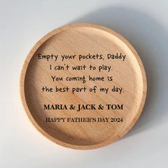 Empty your Pockets Daddy Custom Engraved Christmas or Father's Day Gift for Dad | Custom Leather Catchall Personalized Valet Tray for Men