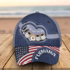 Personalized Furmama Dog Mom Cat Mom US Flag Cap