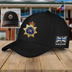 Personalized UK Police Branch Logo & Name Black Cap Printed