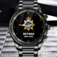 Customized Retired UK Police Badge & Service Time Commemorative Watch - Honoring Law Enforcement Service