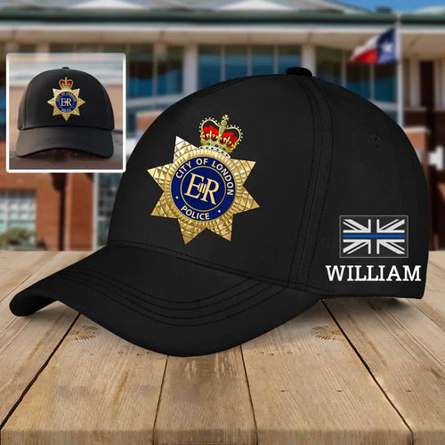 Personalized UK Police Branch Logo & Name Black Cap Printed