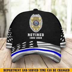 Custom US Police Flag Cap - Personalized Retired Police Badge Hat