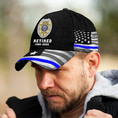 Custom US Police Flag Cap - Personalized Retired Police Badge Hat