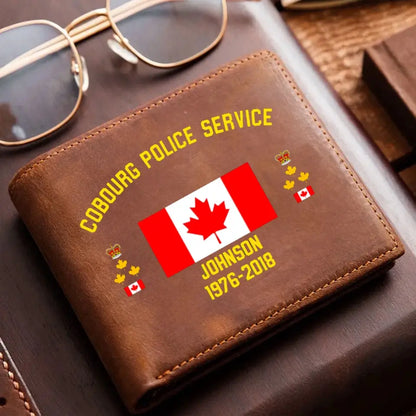 Personalized Royal Canadian Mounted Police Custom Rank & Name Leather Wallet