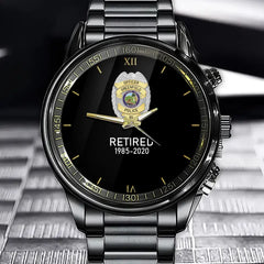 Customized Retired US Police Badge & Service Time Commemorative Watch - Honoring Law Enforcement Service