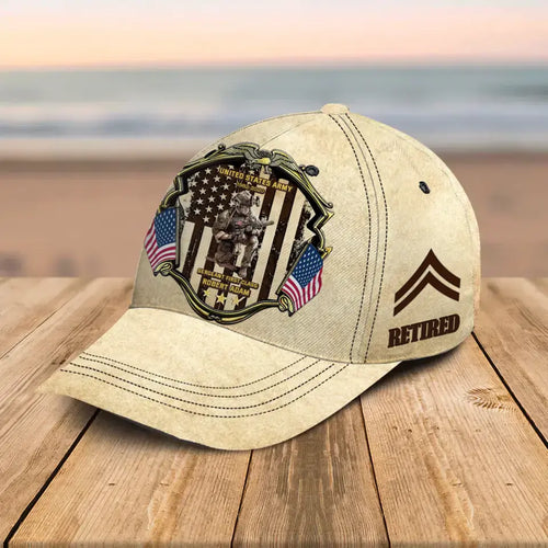 Personalized US Army Veteran Custom Name, Rank & Time Cap