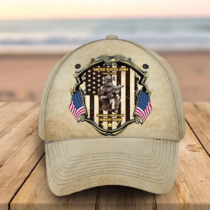 Personalized US Army Veteran Custom Name, Rank & Time Cap