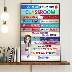 Doll Teacher Colorful Classroom Welcome Personalized Vertical Poster