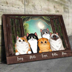 Cats Peeking On Window Personalized Canvas