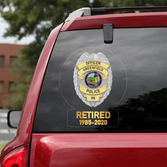 Retired US Police Badge Car Window Decal - Perfect Gift for Retired Officers