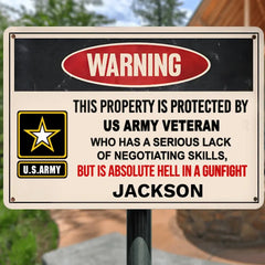 This preperty ls protected by a Veteran/Police/Firefighter - Personalized Custom Metal Sign