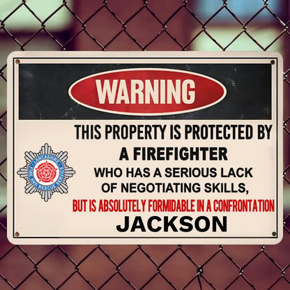 This Preperty Ls Protected By A Veteran/Police/Firefighter - Personalized Custom Metal Sign2