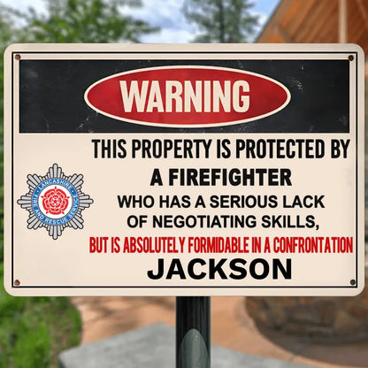 This Preperty Ls Protected By A Veteran/Police/Firefighter - Personalized Custom Metal Sign2