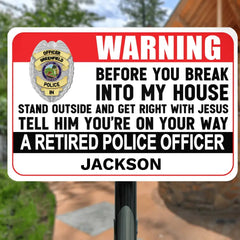 Personalized Metal Sign with Insignia - Police's Warning