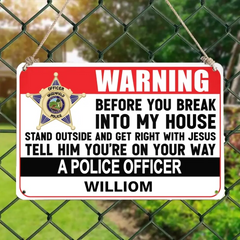 Personalized Metal Sign with Insignia - Police's Warning