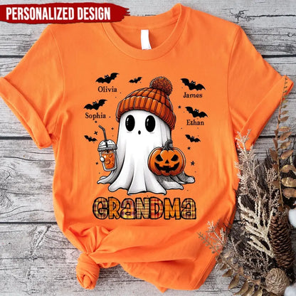 Grandma Ghost And Bat Kid Names Personalized T-shirt