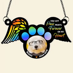 Custom Photo Gifts For Memorial Suncatcher Ornament Upload Pet & Paw