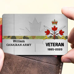 Personalized Canadian Veteran/Police/Firefighter Wallet Card Printed