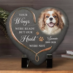 Paw And Angel Wings - Personalized Custom Pet Memorial Stone