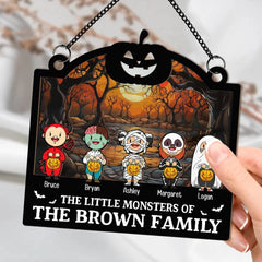 Halloween The Little Monsters - Personalized Window Hanging Suncatcher Ornament