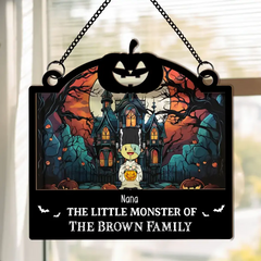 Halloween The Little Monsters - Personalized Window Hanging Suncatcher Ornament