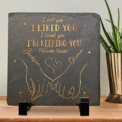 My Heart Is Perfect Because You Are Inside - Couple Personalized Custom Square Shaped Stone With Stand - Gift For Husband Wife, Anniversary