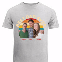 Personalized Upload Your Family Photo Best Dad Ever Tshirt Printed