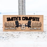Custom Wood Campfire Sign | Family Name Campsite Sign | Last Name Sign | Personalized Camping Gifts | Fire Pit Sign Cabin Decor Camper Decor