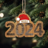 Family Ornament, Personalized Christmas Ornament, Family Christmas Ornament, Engraved Ornament, Santa Hat Ornament, Yearly Ornament