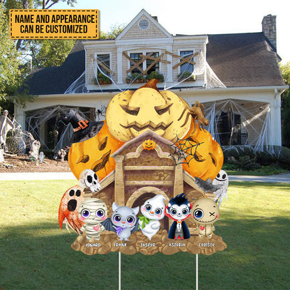 Pumpkin Head Cute Decor - Personalized Customized Yard Sign - Halloween Gift For Friend - Outdoor Decoration