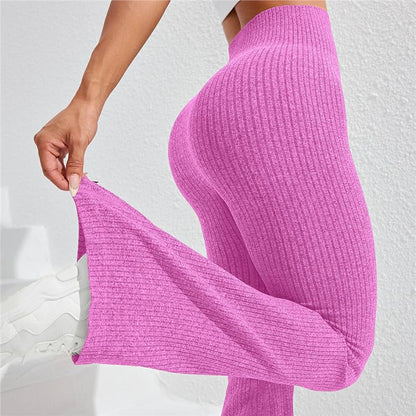 High Waisted Threaded Horn Yoga Pants, Hip Lifting Fitness Pants