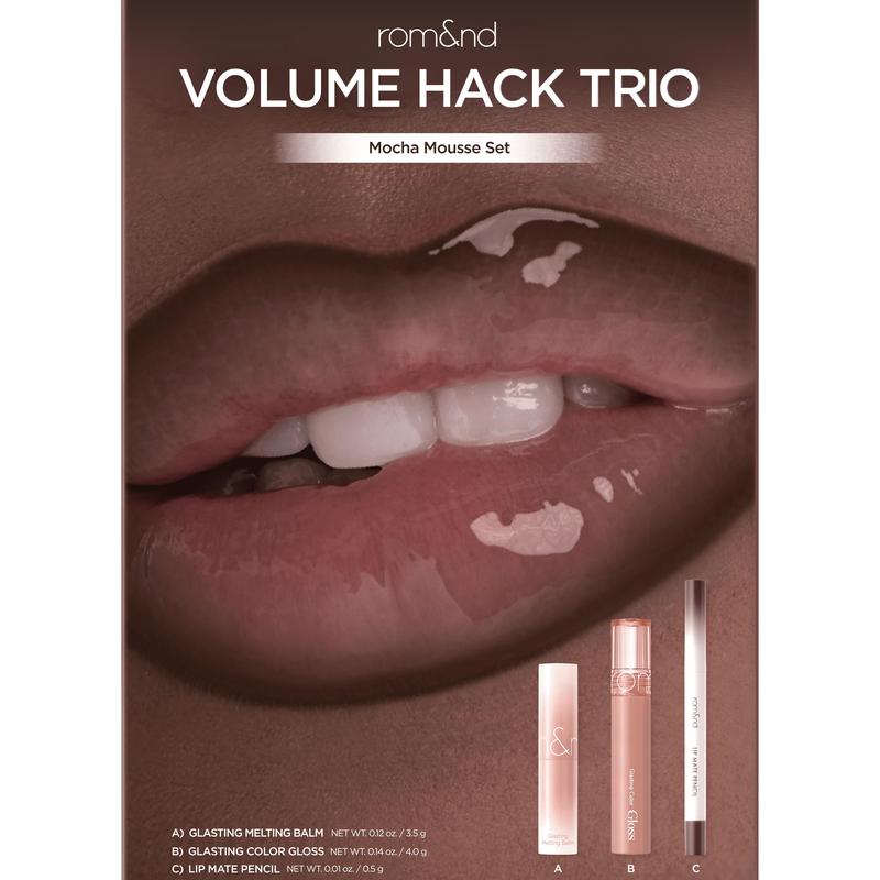 rom&nd LIP VOLUME HACK TRIO (3 Shades, Lip Mate Pencil & Melting Balm & Color Gloss)
