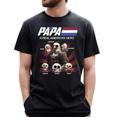 Papa/Dad A Real American Hero Personalized Patriotic Bald Eagle Shirt