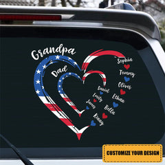 4th of July Grandma Mom Kids Heart In Heart Personalized Sticker Decal
